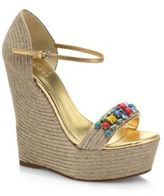 Thumbnail for your product : Gucci Carolina Stone Espadrille Wedge Sandals