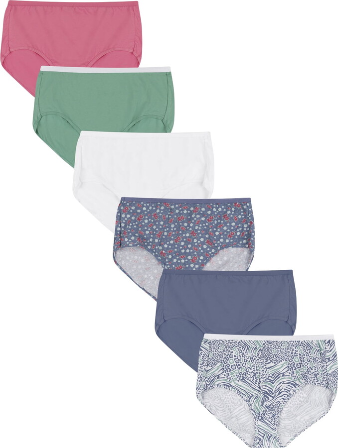 Hanes Womens Underwear Briefs 6-Pack, Cotton Brief Panties, Moisture-Wicking Underwear for Women, Plus Size