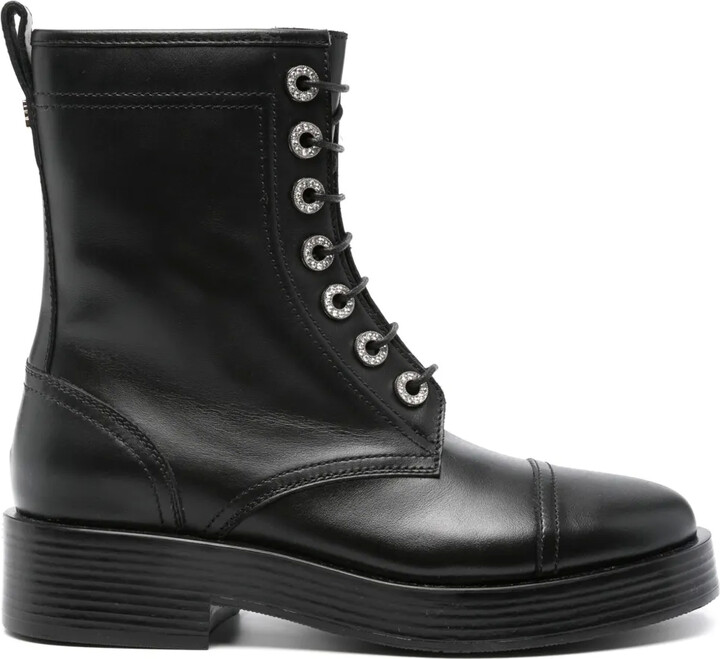 Casadei Leather Combat Boots