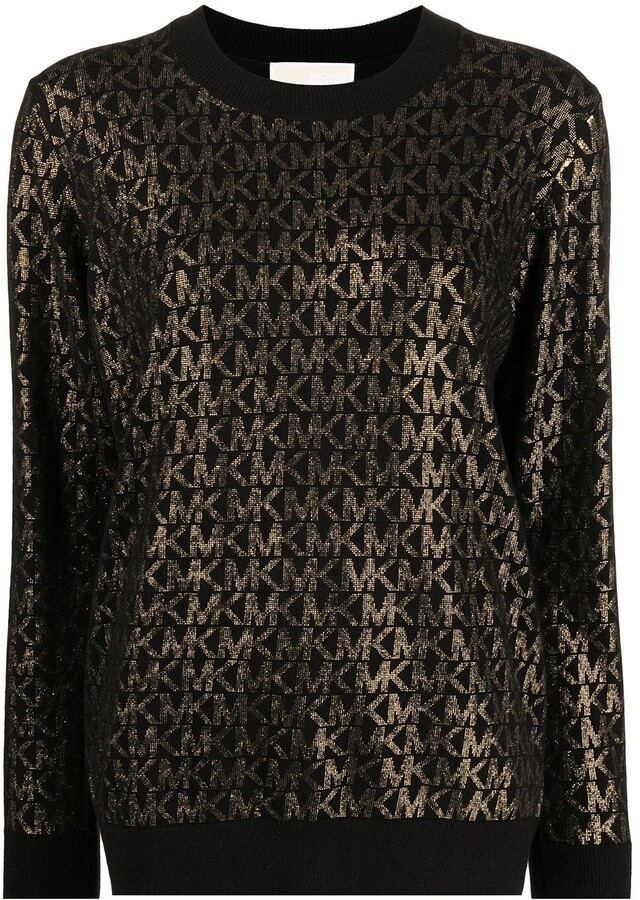 MICHAEL Michael Kors Metallic Logo-Print Jumper - ShopStyle Sweaters