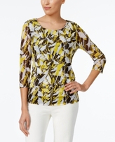 Thumbnail for your product : Alfani Petite Tiered Leaf-Print Top, Created for Macy's