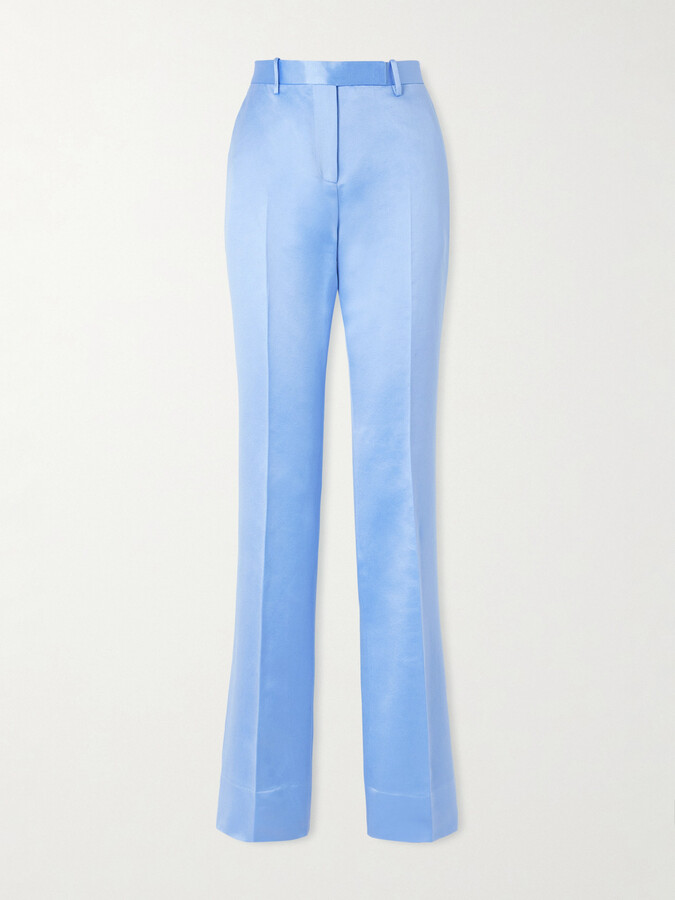 TOM FORD - Cotton And Silk-blend Duchesse Satin Straight-leg Pants - Blue