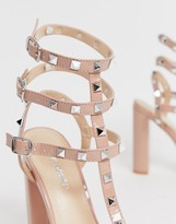 Thumbnail for your product : Public Desire Finally studded heeled sandal in blush