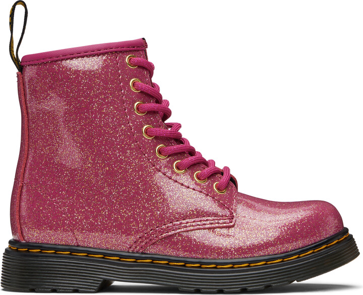 Dr. Martens Big Kids Pink 1460 Glitter Patent Leather Boots