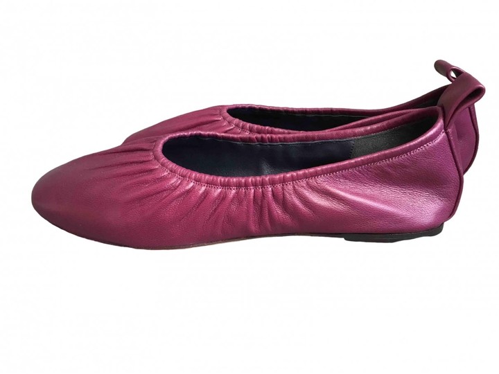 purple leather flats