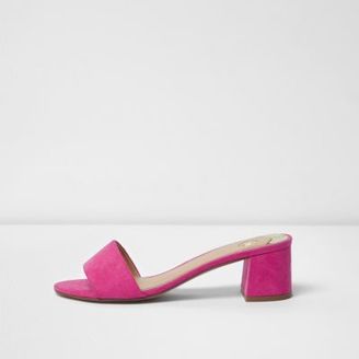 River Island Womens Pink faux suede mules