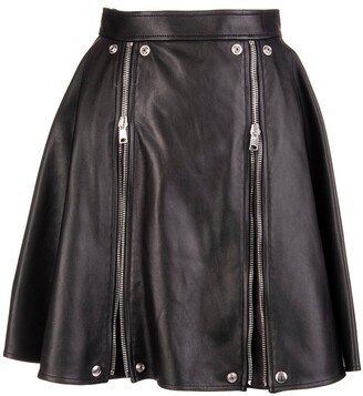 Alexander McQueen Zipped Leather Skirt - ShopStyle 