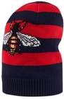 gucci striped wool hat with embroidered bee