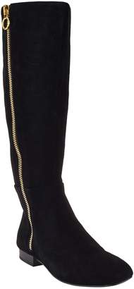 Halston H By H by Suede Tall Shaft Exposed Zipper Boots - Amber