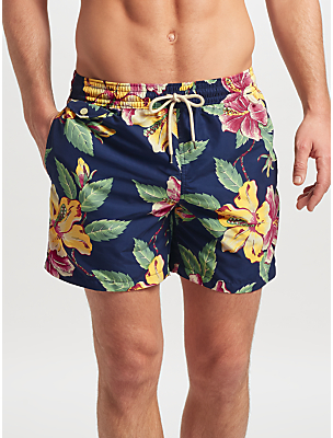 Polo Ralph Lauren Traveller Hibiscus Print Swim Shorts, Blue