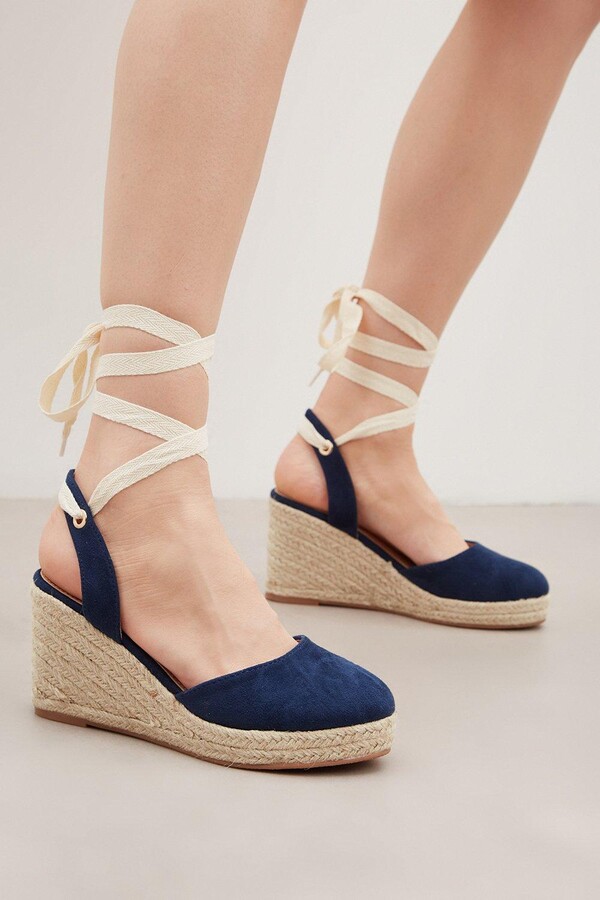 Navy Wide Wedge Shoes | ShopStyle UK