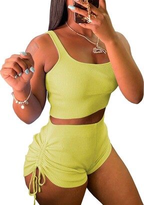 VamJump Womens 2 Piece Tracksuit Seamless High Waist Yoga Leggings and V Neck Crop Top Activewear Set 