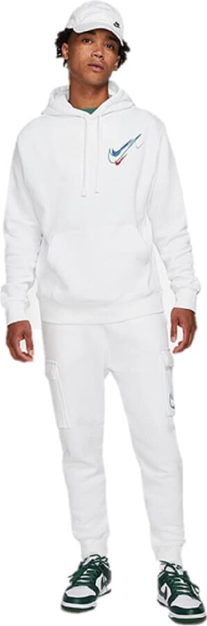 Nike 2 Piece Repeat Men's Sportswear Pullover Sweatshirt Hoodie Top Joggers  White Multi swoosh Cotton Men Size Small S - ShopStyle