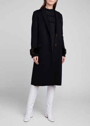 ジャケット・アウター vintage FENDI wool silk long coat Fendi Wool-Silk Coat with Mink Fur Cuffs - ShopStyle