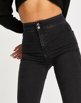 Thumbnail for your product : Topshop Three stretch flare jeans in washed black