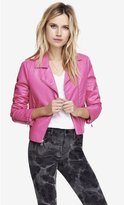 Thumbnail for your product : Express (Minus The) Leather Boxy Crop Moto Jacket