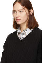 Thumbnail for your product : Loewe Black Cable Knit V-Neck Sweater