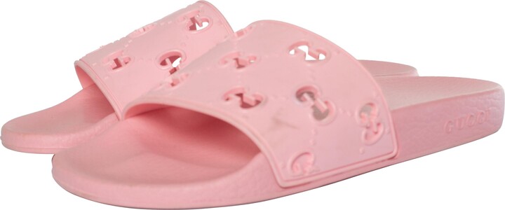 Gucci Gucci, Pink Gg Rubber Slide Sandals
