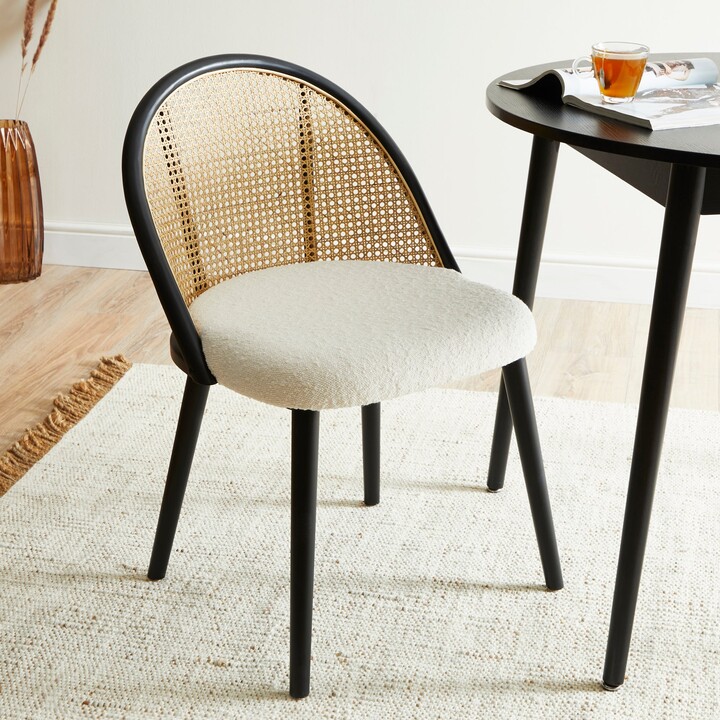 Dunelm Luella Cane Dining Chair, Boucle Cream ShopStyle