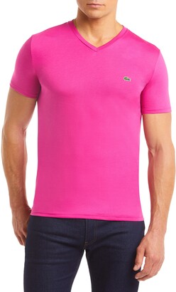 mens pink lacoste t shirt