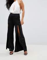 Thumbnail for your product : ASOS Petite Wide Leg Trousers In Slinky With Thigh High Splits