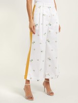 Thumbnail for your product : Racil Agadir Floral-embroidered Striped Trousers - White Multi
