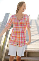 Thumbnail for your product : J. Jill Pleated v-neck plaid shirt