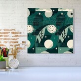 Warren Reed Designer Abstact Green Cream Moon and Stars Canvas