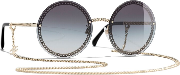 Chanel Round Sunglasses CH4245 Gold/Grey Gradient - ShopStyle