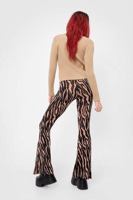 Nasty Gal Womens You Herd Me Zebra Flare trousers