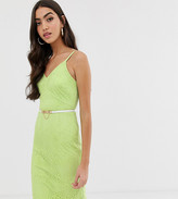Thumbnail for your product : Paper Dolls Tall cami strap lace dress with belt in lime