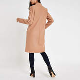 Thumbnail for your product : River Island Womens Camel collarless longline coat