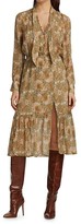 Thumbnail for your product : Paige Koralina Tie-Neck Floral Silk Midi Dress