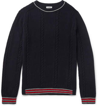 Lanvin Slim-Fit Stripe-Trimmed Baby Alpaca And Merino Wool-Blend Sweater