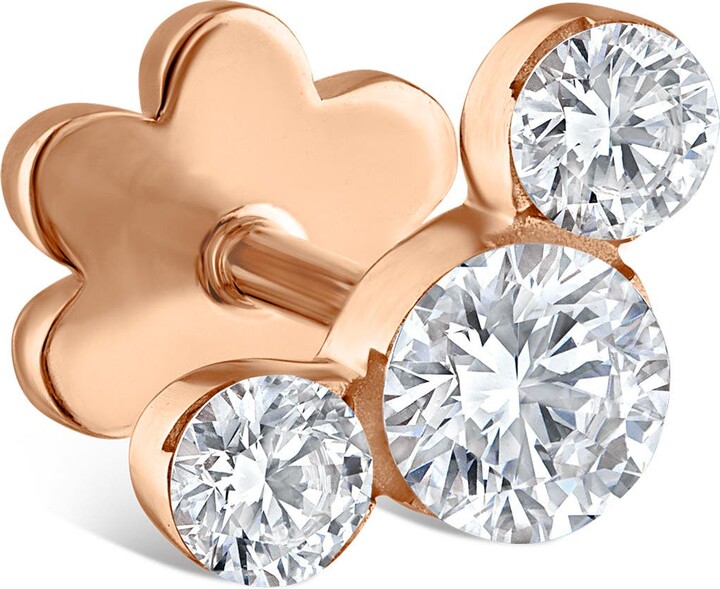 Maria Tash Invisible Setting Three Diamond Stud Earring