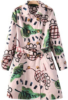 Thumbnail for your product : Choies Pink Sunflower Print Double Breasted Trench Coat