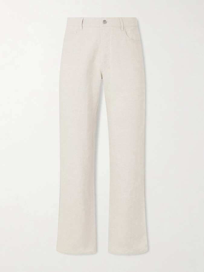 Mr P. Edward Straight-Leg Linen and Cotton-Blend Trousers