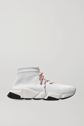 Balenciaga Speed Stretch-knit High-top Sneakers - White