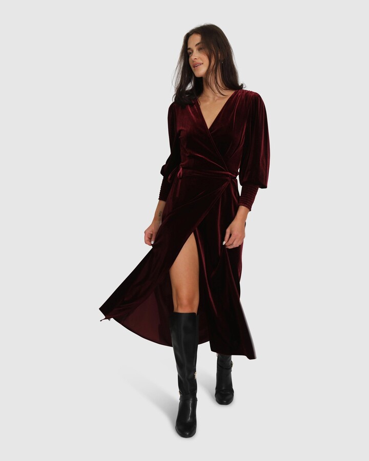 Current Mood Velvet Wrap Dress