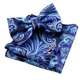 Thumbnail for your product : Alizeal Mens Multi-color Floral Pre-tied Bow Tie, Pocket Square and Cufflinks Set, Turquoise+Navy+Purple