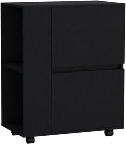 Latitude Run Glasgow Bar Cart Two Pull-Down Door Cabinets And Two Open Shelves