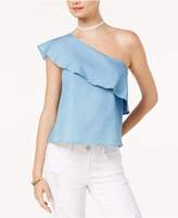 Thumbnail for your product : Love, Fire Juniors' Printed Ruffled One-Shoulder Top