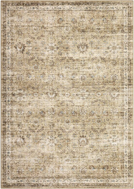 Oriental Distressed Machine Washable Rug Floral Print Accent Carpet with Non-Slip Backing, Vintage Indoor Mat, Foldable Low Pile Floor Cover for Bedro