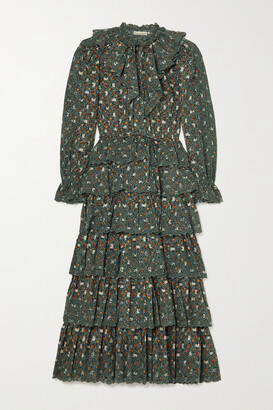 Ulla Johnson Odile Ruffled Floral-print Broderie Anglaise Cotton-poplin Midi Dress