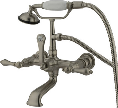 Elements of Design Hot Springs Triple Handle Wall Mounted Clawfoot Tub Faucet with Handshower