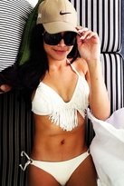 Thumbnail for your product : L-Space Swimwear Audrey Triangle Fringe Top in White