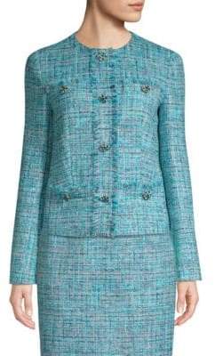 Escada Women's Tweed Jacket - Blue - Size 46 (16)