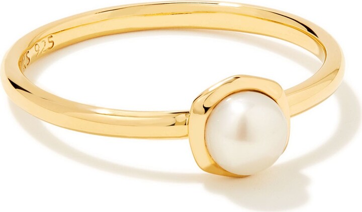 Kendra Scott Davie 18k Gold Vermeil Band Ring in Freshwater Cultured | Pearl | Size 5