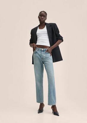 MANGO Mid-rise straight jeans medium blue - Woman - 14