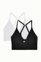 Thumbnail for your product : Skin + Net Sustain Helen Set Of Two Organic Pima Cotton-blend Jersey Soft-cup Triangle Bras - Black - x small